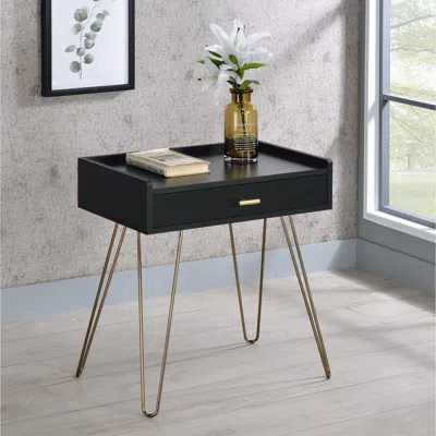 Streamdale Furniture Streamdale Hailey Black And Gold Wood Storage End Table