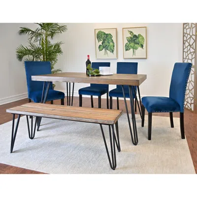 Streamdale Furniture Streamdale Hairpin Dining Set: Table, 4 Chairs, Bench (3 Colors)