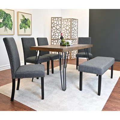 Streamdale Furniture Streamdale Hairpin Dining Set: Table, 4 Chairs, Bench (3 Colors)