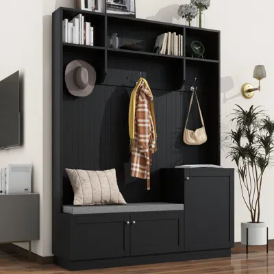 Streamdale Furniture Streamdale Hall Tree With Bench, Cushion, Coat Rack
