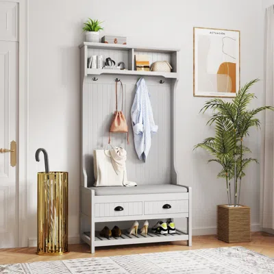 Streamdale Furniture Streamdale Hall Tree With Storage, Bench, & Coat Rack (grey)