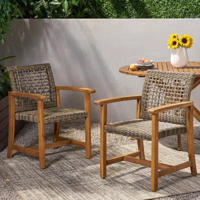 Streamdale Furniture Streamdale Hampton Wood And Wicker Dining Chair(set Of 2)