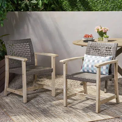 Streamdale Furniture Streamdale Hampton Wood And Wicker Dining Chair(set Of 2)