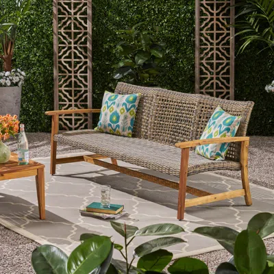 Streamdale Furniture Streamdale Hampton Wood + Wicker 3 Seater