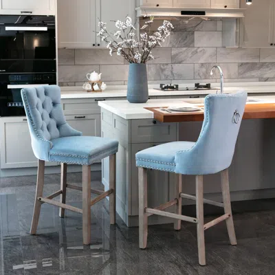 Streamdale Furniture Streamdale Handcrafted Velvet Barstools With Supportive Backrest