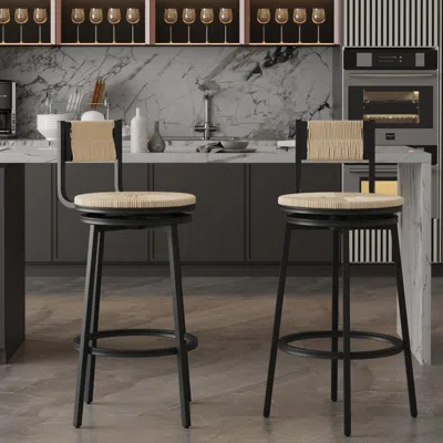 Streamdale Furniture Streamdale Handwoven Bar Stool With Ergonomic Design And Durable Metal Base