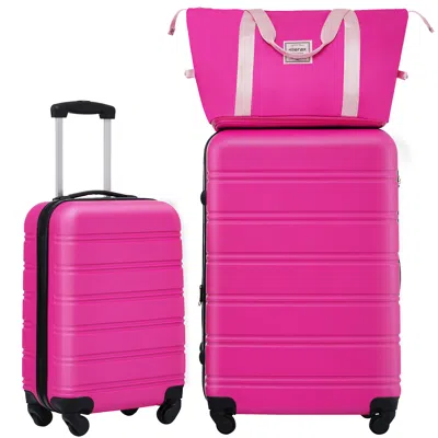 Streamdale Furniture Streamdale Hardshell Luggage Sets 2pcs + Bag Spinner Suitcase With Tsa Lock Lightweight 20" + 28" In Pink