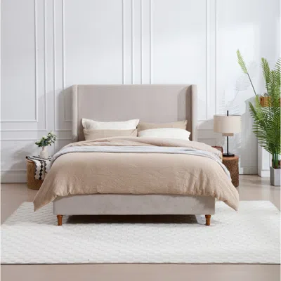 Streamdale Furniture Streamdale Harper Queen Bed With 54" Upholstered Headboard In Light Gray