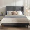 Streamdale Furniture Streamdale Harper Upholstered Bed With 54" Headboard In Dark Gray Velvet