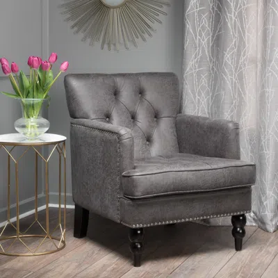 Streamdale Furniture Streamdale Harrison Tufted Club Chair In Gray