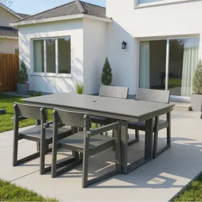 Streamdale Furniture Streamdale Hdpe 5-piece Outdoor Dining Set - Weather-resistant Patio Table & Chairs (grey)