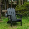 Streamdale Furniture Streamdale Hdpe Folding Adirondack Chair With Dual Cup Holder - Black