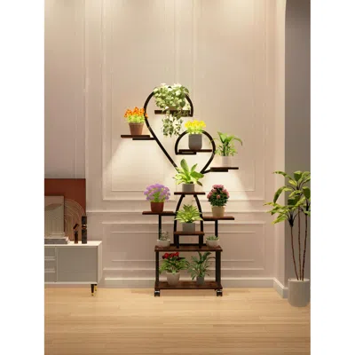 Streamdale Furniture Streamdale Heart Plant Stand W/ Grow Lights, Tiered Shelf, Metal Flower Holder