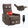 Streamdale Furniture Streamdale Heat Massage Rocker Recliner Chair, Swivel Fabric, Brown In Brown