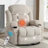 Streamdale Furniture Streamdale Heated Massage Recliner Sofa With Usb & Cup Holders (beige)