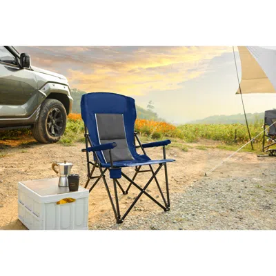 Streamdale Furniture Streamdale Heavy Duty Lawn Chair - 250lbs, Collapsible, Cup Holder - Navy