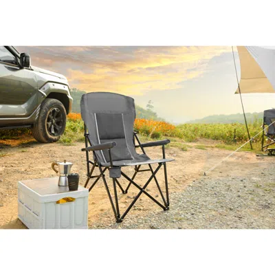 Streamdale Furniture Streamdale Heavy Duty Lawn Chair With Cup Holder - Grey