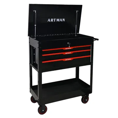 Streamdale Furniture Streamdale Heavy Duty Lockable Wheeled 3-drawer Tool Cart
