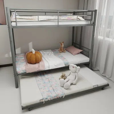 Streamdale Furniture Streamdale Heavy-duty Metal Twin Bunk Bed - Silver