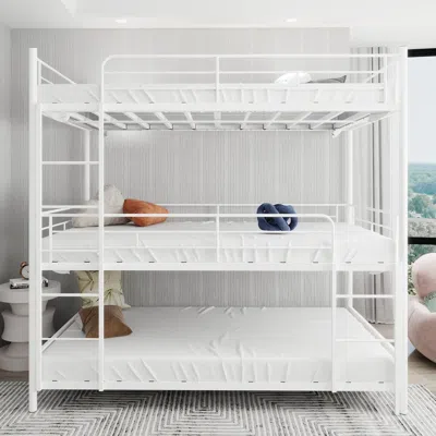 Streamdale Furniture Streamdale Heavy-duty Triple Bunk Bed W/ Ladder & Rail - White