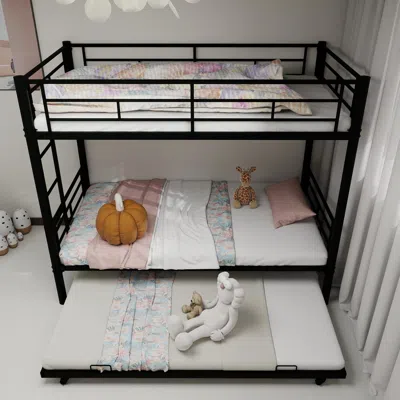 Streamdale Furniture Streamdale Heavy-duty Twin Over Twin Bunk Bed - Black