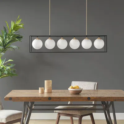 Streamdale Furniture Streamdale Helena 6-light Frosted Glass Globe Linear Chandelier