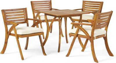 Streamdale Furniture Streamdale Hermosa 5 Piece Wood Dining Set With Cushions