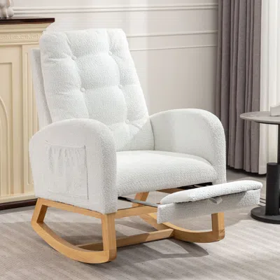 Streamdale Furniture Streamdale High Back Accent Rocking Chair With Footrest In White