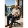 Streamdale Furniture Streamdale High Back Adjustable Fabric Office Chair - 9373h-fabric In Gray