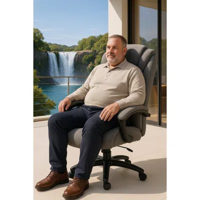 Streamdale Furniture Streamdale High Back Adjustable Fabric Office Chair - 9373h-fabric In Gray