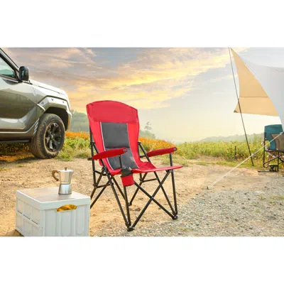 Streamdale Furniture Streamdale High-back, Heavy-duty Lawn Chair, 250lbs, Portable, Collapsible, Cup Holder, Red