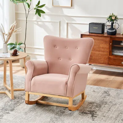 Streamdale Furniture Streamdale High Back Rocking Chair For Baby Room In Pink