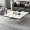 Streamdale Furniture Streamdale High Gloss Coffee Table With Golden Legs And Drawers