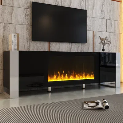 Streamdale Furniture Streamdale High Gloss Electric Fireplace Tv Stand