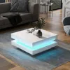 Streamdale Furniture Streamdale High Gloss Minimalist Design With Plug-in 16-color Led Lights