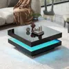 Streamdale Furniture Streamdale High Gloss Minimalist Design With Plug-in 16-color Led Lights