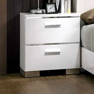 Streamdale Furniture Streamdale High Gloss White Nightstand With Usb Charger