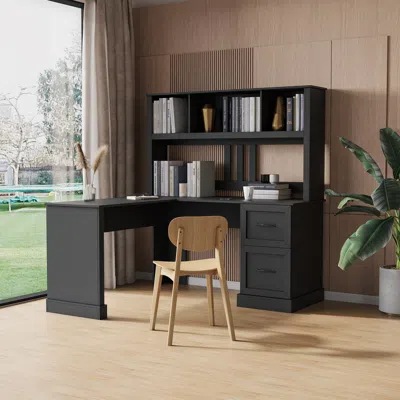 Streamdale Furniture Streamdale Home Office Computer Desk With Hutch In Black