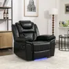 Streamdale Furniture Streamdale Home Theater Seating Manual Recliner Chair With Led Light Strip