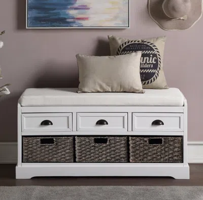 Streamdale Furniture Streamdale Homes Collection Wood Storage Bench With 3 Drawers And 3 Baskets