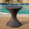 Streamdale Furniture Streamdale Hourglass Wicker Side Table With Iron Frame For Outdoor Decor