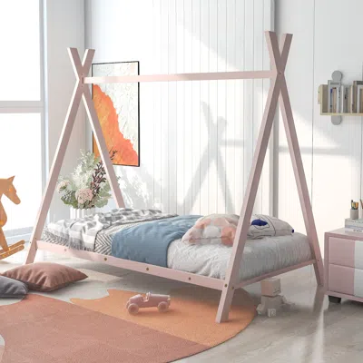 Streamdale Furniture Streamdale House Bed Tent Bed Frame Twin Size Metal Floor Playhouse Bed