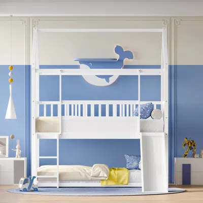 Streamdale Furniture Streamdale House Twin-over-twin Bunk Bed With Convertible Slide And Ladder