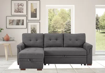 Streamdale Furniture Streamdale Hunter Dark Gray Linen Reversible Sleeper Sectional Sofa