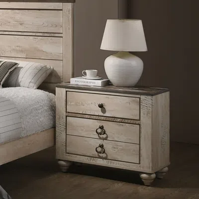 Streamdale Furniture Streamdale Imerland Contemporary Patched Wood Top 3-drawer Nightstand, Antique Brown