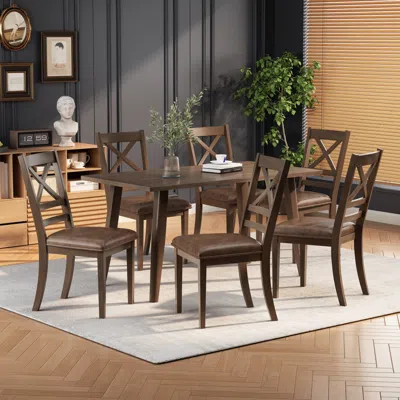 Streamdale Furniture Streamdale Indoor Wood Dining Set, Dining Chairs Set Of 6+ Dining Table (brown)
