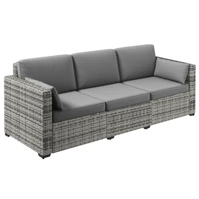Streamdale Furniture Streamdale Indulge In Outdoor Comfort With 3-person Wicker Sofa In Gray
