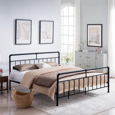 Streamdale Furniture Streamdale Industrial Bed Frame With Platform Base And Curved Corners