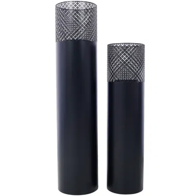 Streamdale Furniture Streamdale Industrial Decorative Lantern Columns (set Of 2) With Candles In Black