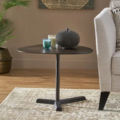 Streamdale Furniture Streamdale Industrial Elliptical Side Table With Raw Bronze Finish